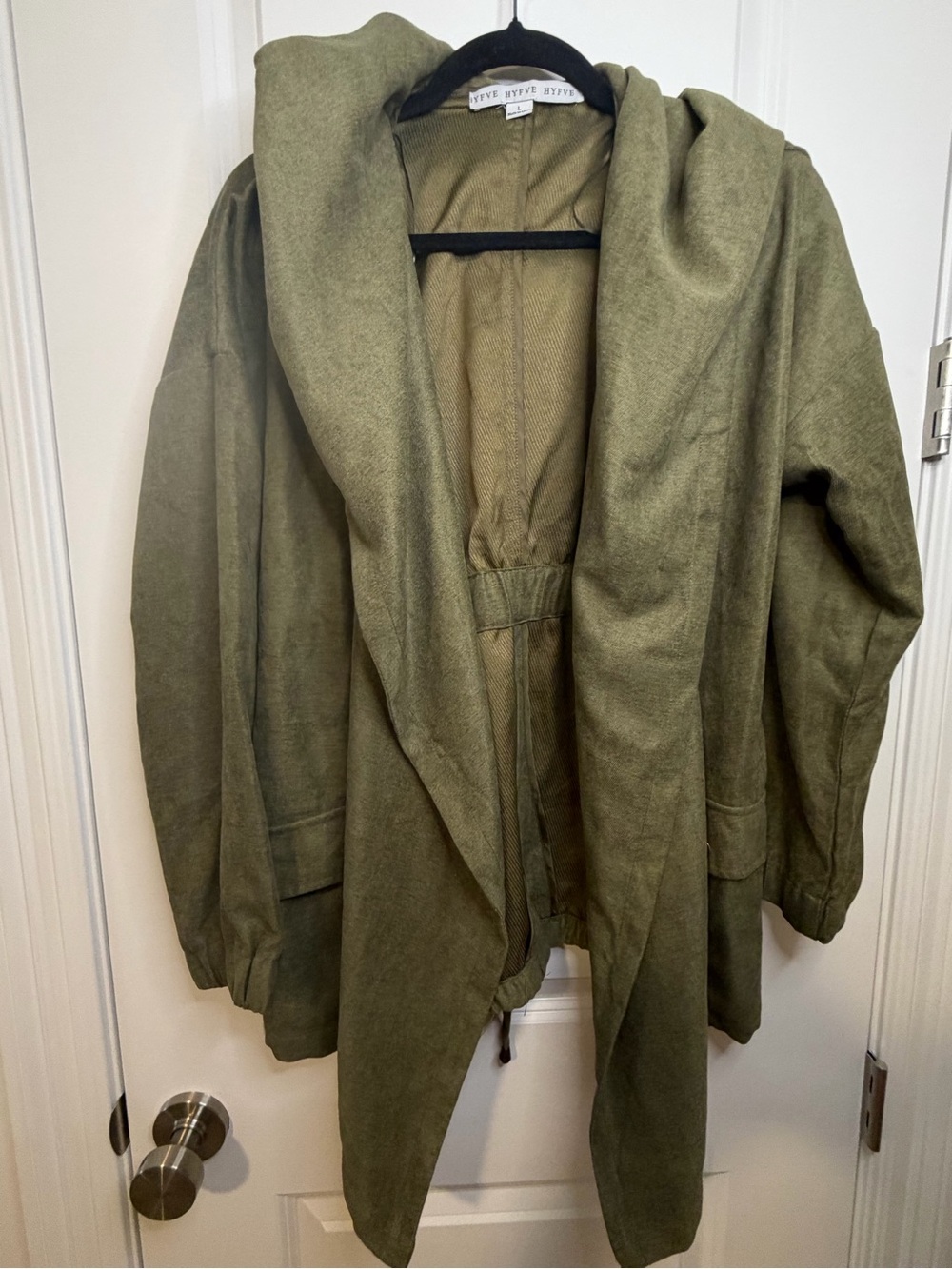 HYFVE Olive Green Draped Utility Jacket with Hood